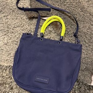 Marc By Marc Jacobs Navy and Neon Yellow Shoulder Bag